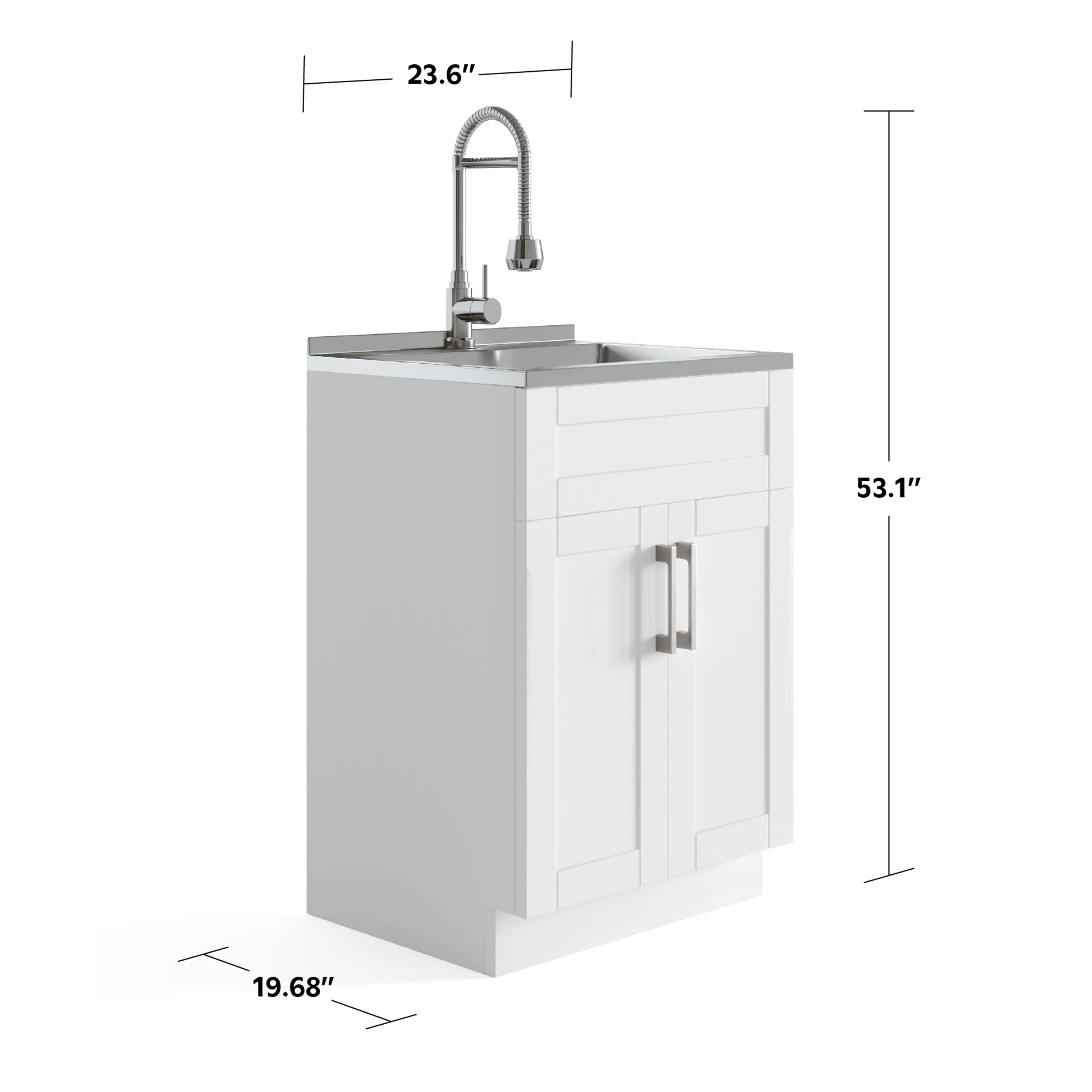 Simpli Home Hennessy 23.6-in Pure White Freestanding Laundry Sink with Cabinet - Image 8