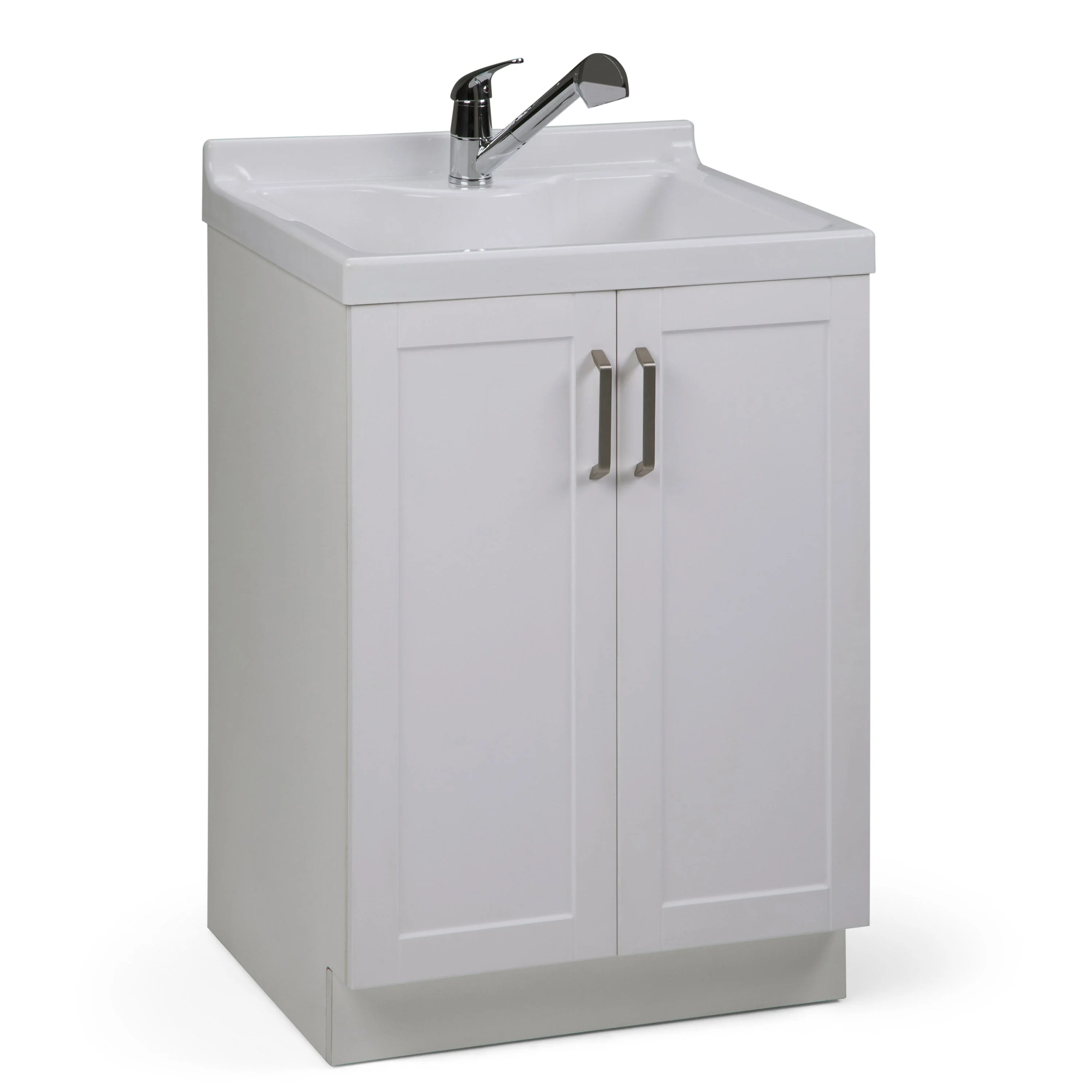 Simpli Home Kyle 24-Inch Pure White Freestanding Laundry Sink with Cabinet