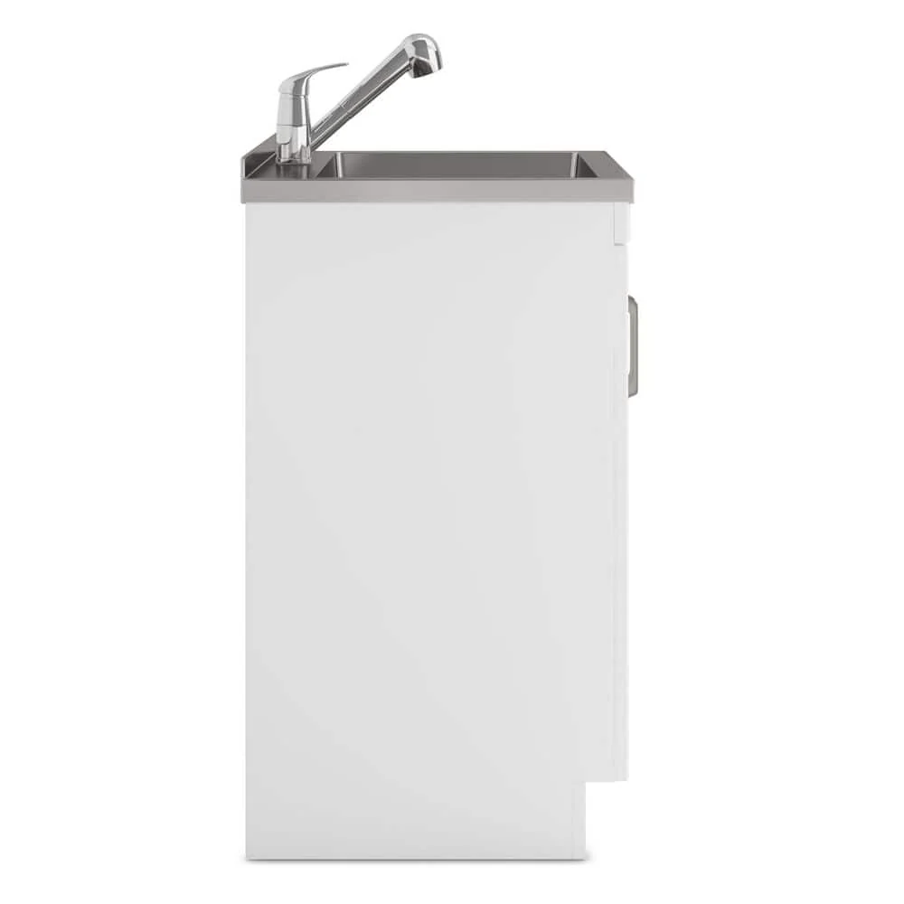Simpli Home Kyle 24-inch Utility Laundry Sink with Cabinet in Pure White - Image 5
