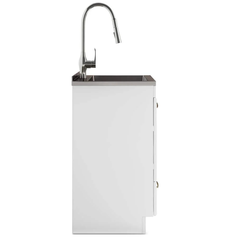 Simpli Home Lawrence All-in-One 28-inch Utility Laundry Sink Cabinet, Pure White - Image 7