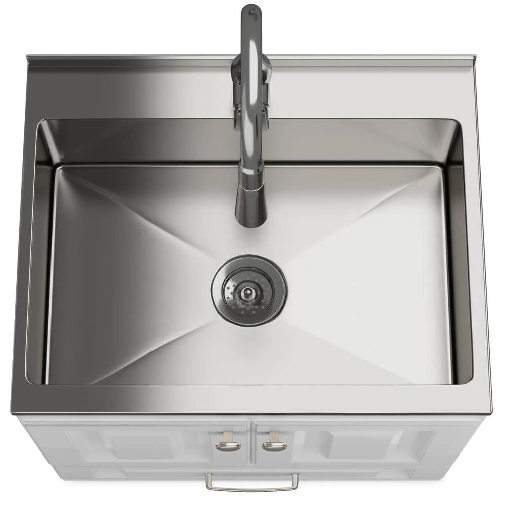 Simpli Home Lawrence All-in-One 28-inch Utility Laundry Sink Cabinet, Pure White - Image 8