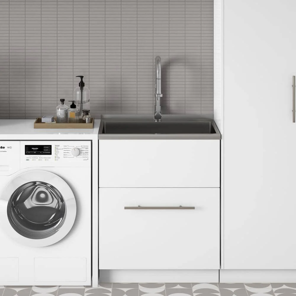 Simpli Home Metro 28-Inch Utility Laundry Sink with Cabinet in Pure White - Image 10