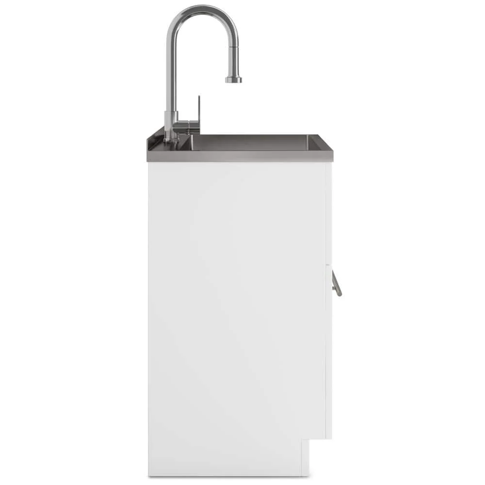 Simpli Home Metro 28-Inch Utility Laundry Sink with Cabinet in Pure White - Image 6
