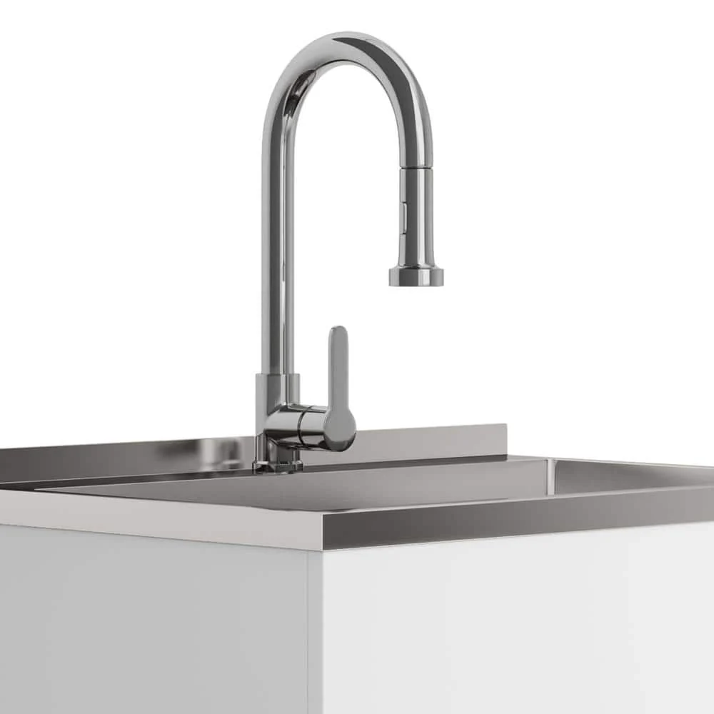 Simpli Home Metro 28-Inch Utility Laundry Sink with Cabinet in Pure White - Image 7