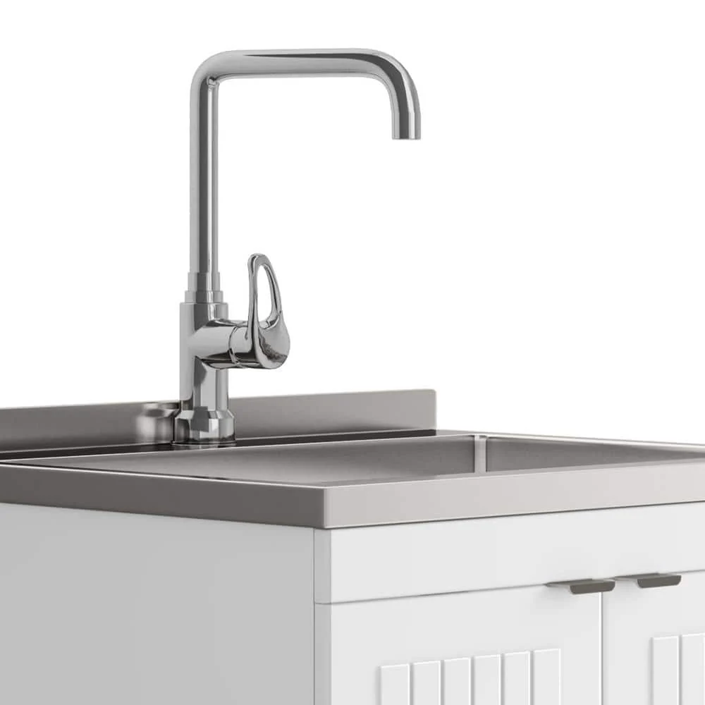 Simpli Home Murphy All-In-One 24 in. Utility Laundry Sink with Cabinet in Pure White - Image 5
