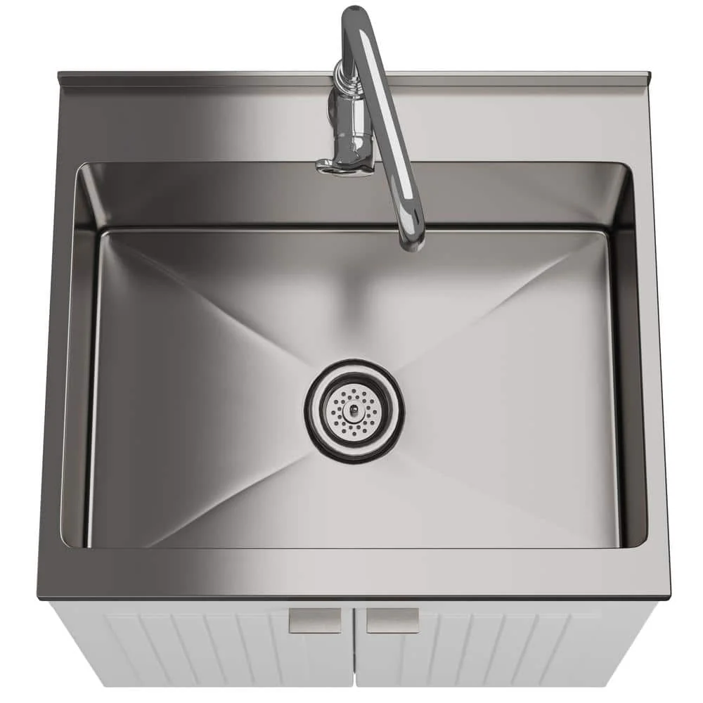 Simpli Home Murphy All-In-One 24 in. Utility Laundry Sink with Cabinet in Pure White - Image 8