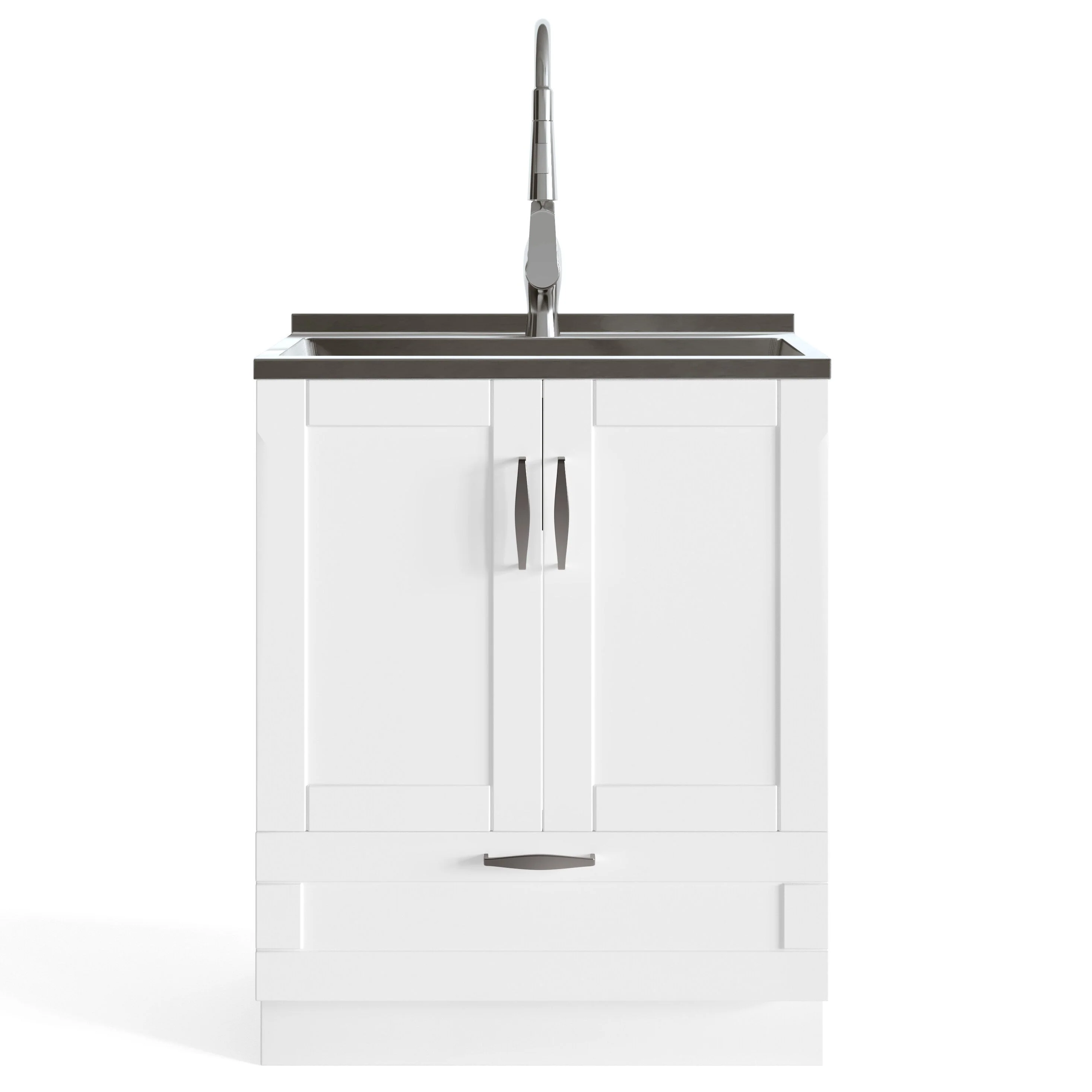 Simpli Home Reed 27.6-in Freestanding Laundry Sink with Cabinet and Faucet - Image 2