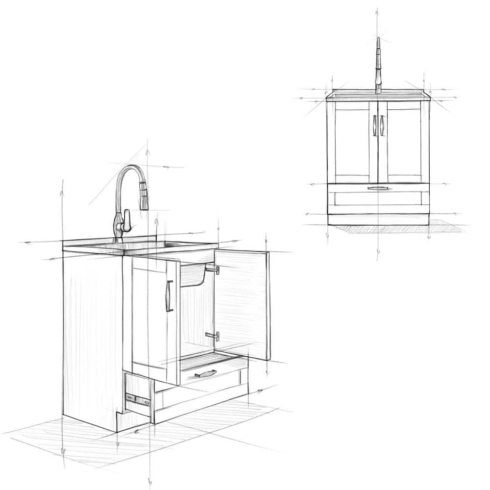 Simpli Home Reed All-in-One 28 in. Utility Laundry Sink with Cabinet in Pure White - Image 7