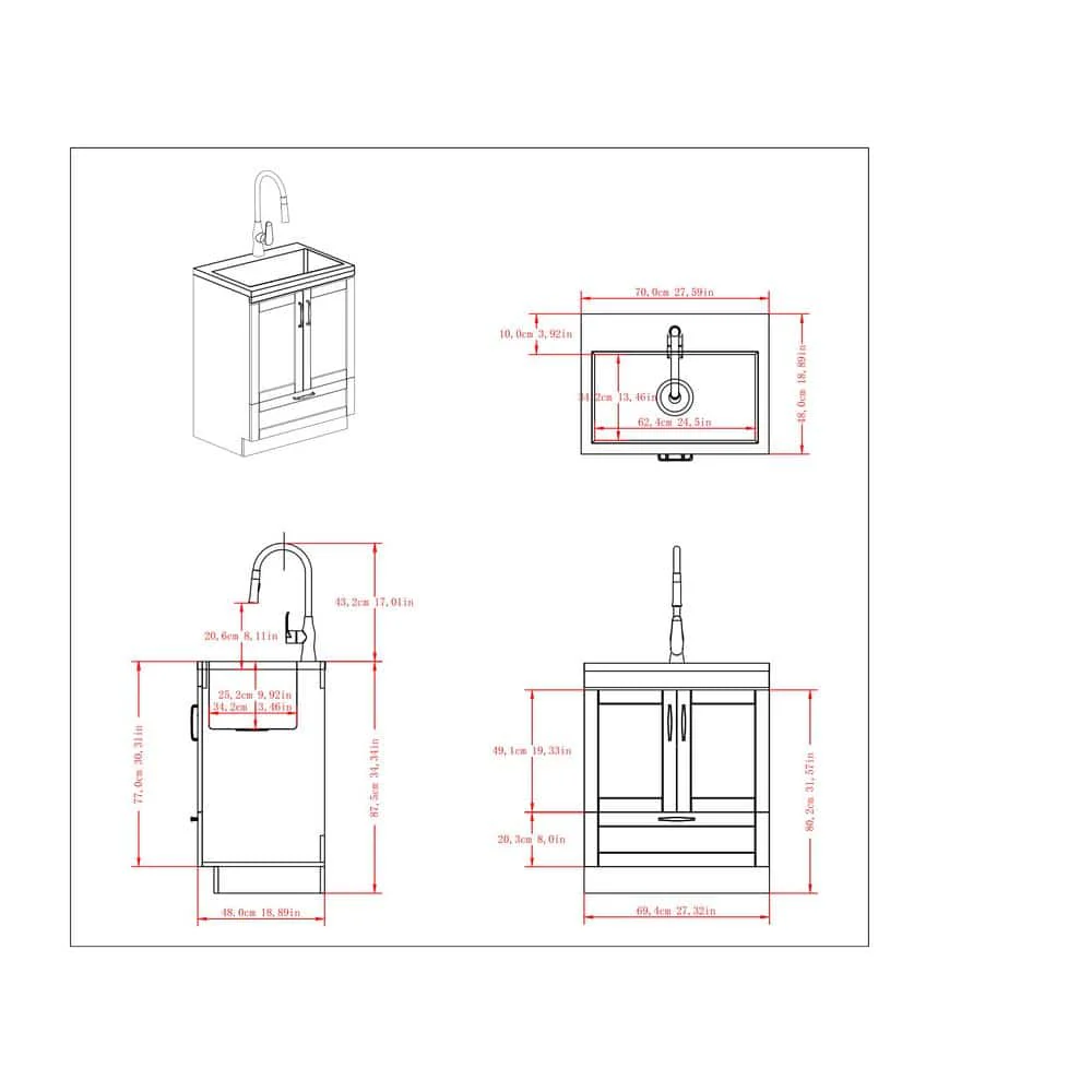 Simpli Home Reed All-in-One 28 in. Utility Laundry Sink with Cabinet in Pure White - Image 9