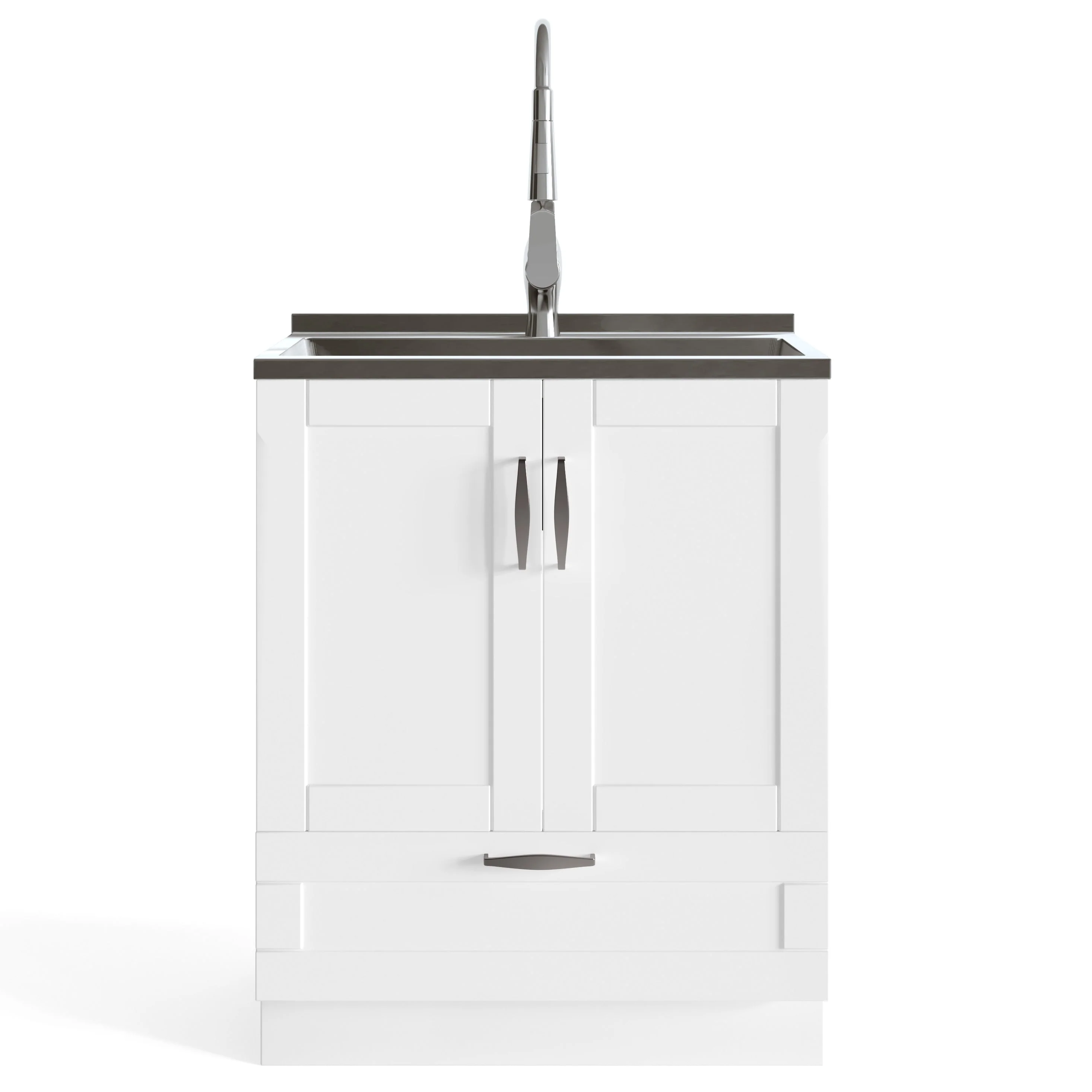 Simpli Home Reed Freestanding Laundry Sink with Cabinet, Drain, and Faucet - Image 2