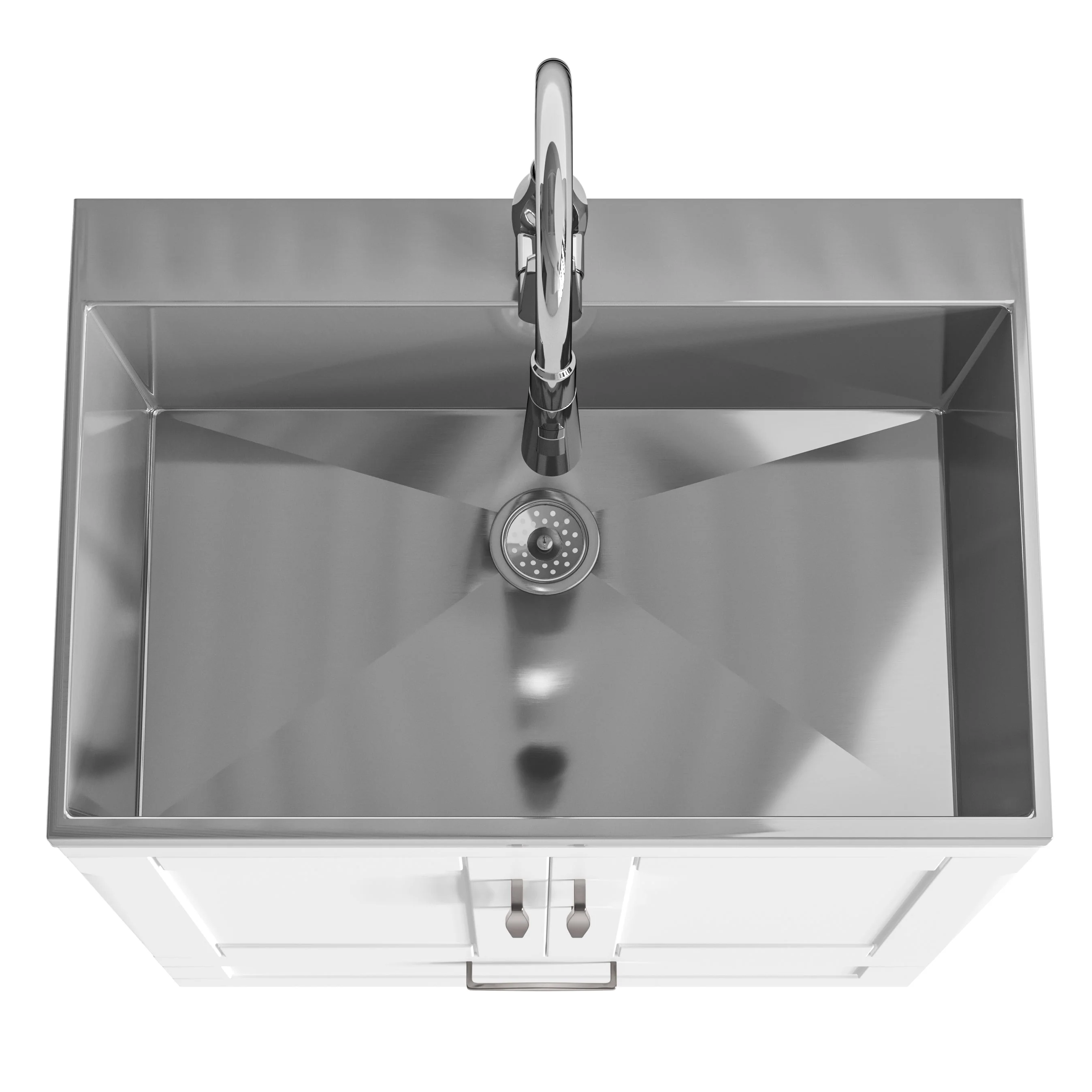 Simpli Home Reed Freestanding Laundry Sink with Cabinet, Drain, and Faucet - Image 5