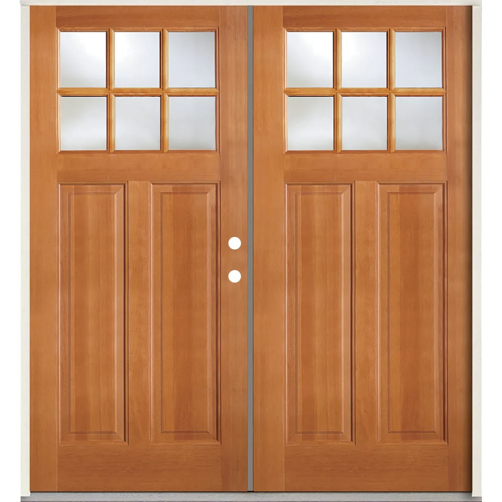SIMPSON 72-in x 80-in Wood 1/4 Lite Left-Hand Inswing Prehung Double Front Door