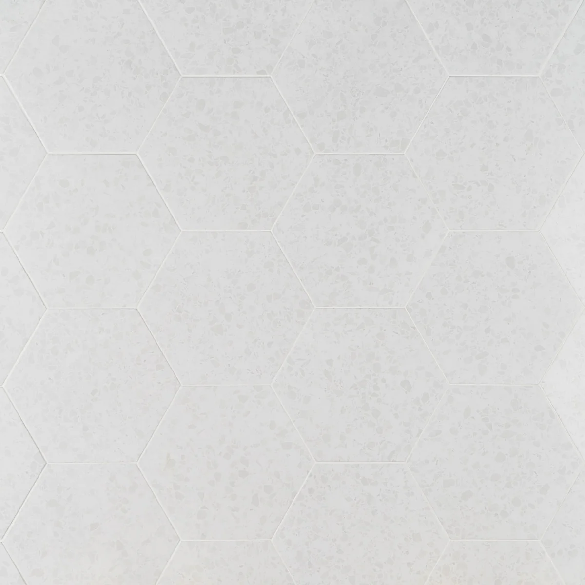 Six Hexagon White Terrazzo Look Matte Porcelain Tile - 12.5" - Image 2