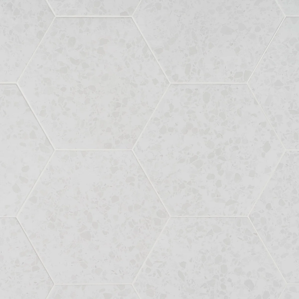 Six Hexagon White Terrazzo Look Matte Porcelain Tile - 12.5" - Image 4