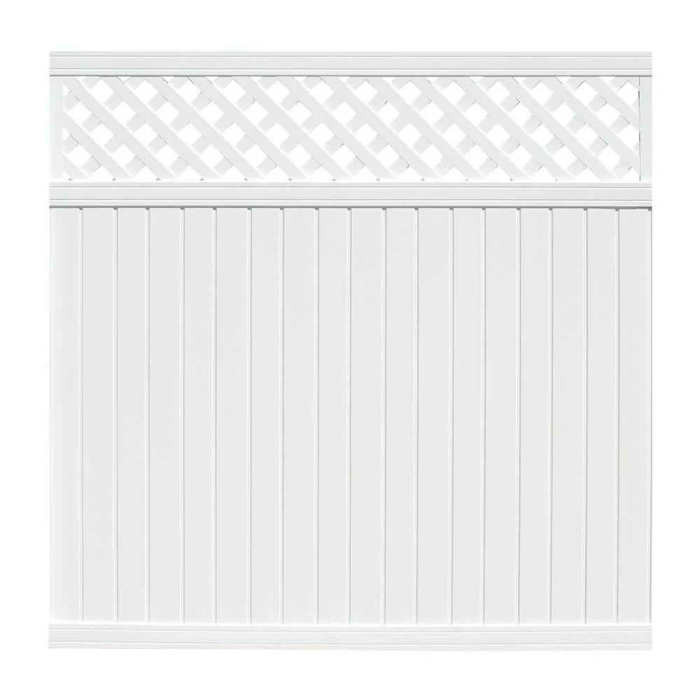 SIXTH AVENUE Belfast 6 ft. x 6 ft. White Vinyl Lattice Top Fence Panel