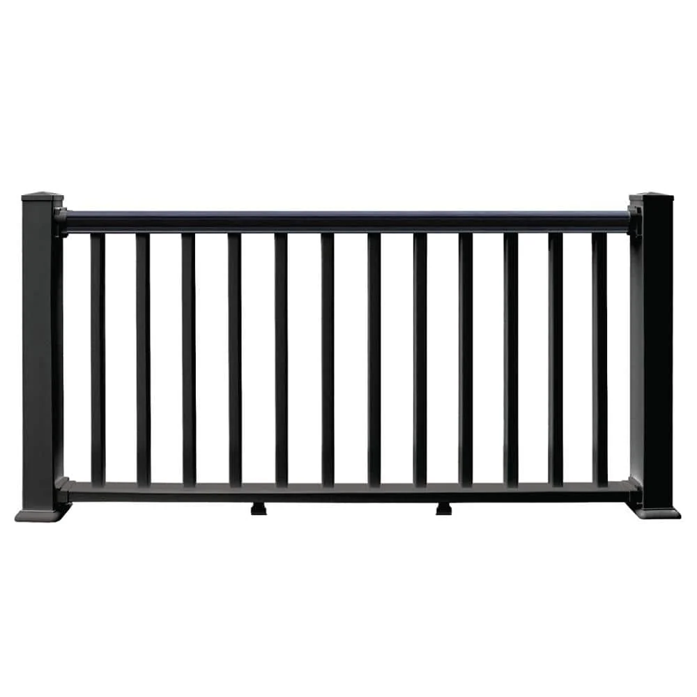 SIXTH AVENUE Black Vinyl Rail Fence Panel 6 ft. x 3 ft.