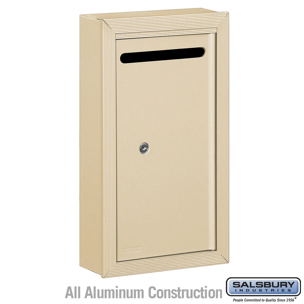 Slim Surface Mounted Letter Box with Commercial Lock in Sandstone