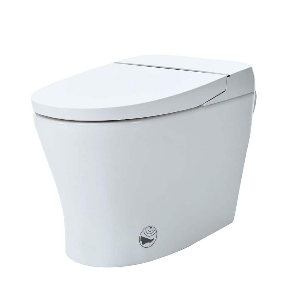 Smart Bidet Toilet with Foot Sensor Flush - 1/1.28 GPF, Knob Control, Light, Soft Close