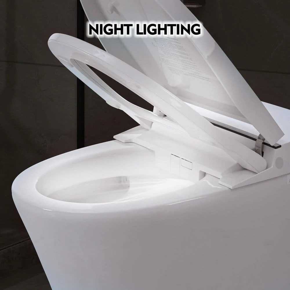 Smart Bidet Toilet with Foot Sensor Flush - 1/1.28 GPF, Knob Control, Light, Soft Close - Image 6