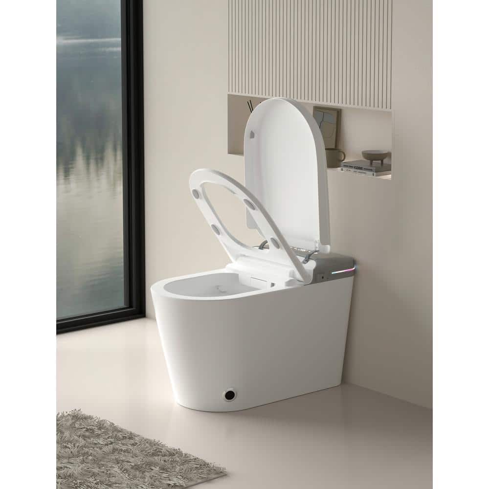 Smart Bidet Toilet with Remote Control and Deodorizing Almond Seat - 1.28 GPF, White - Image 7