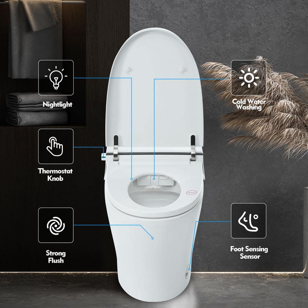 Smart Round Bidet Toilet with LED Light & Self-Cleaning Nozzle - Image 6