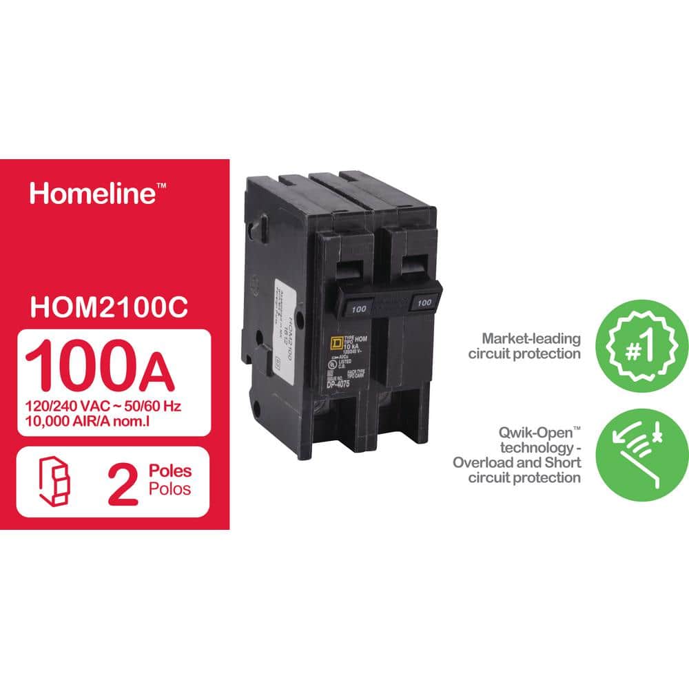 Square D Homeline 100-Amp 2-Pole Standard Trip Circuit Breaker, HOM2100C - Image 8