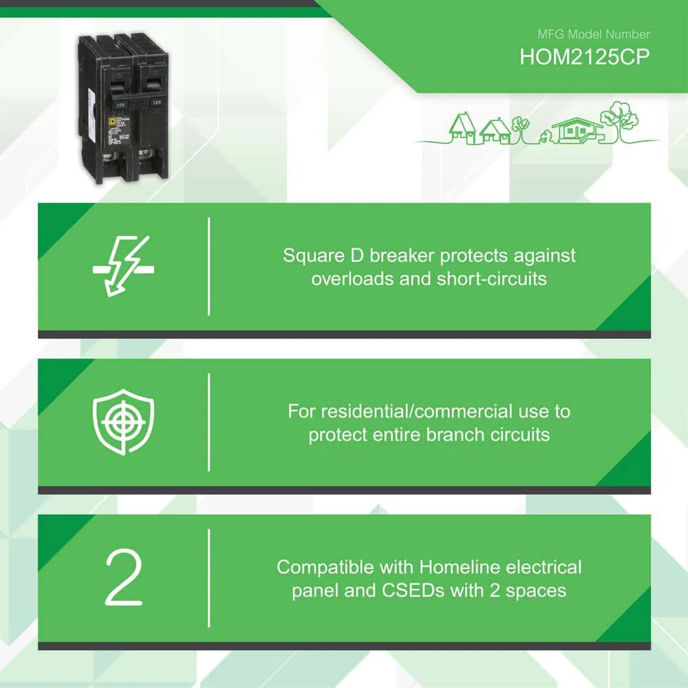 Square D Homeline 125 Amp 2-Pole Circuit Breaker, HOM2125CP - Image 3
