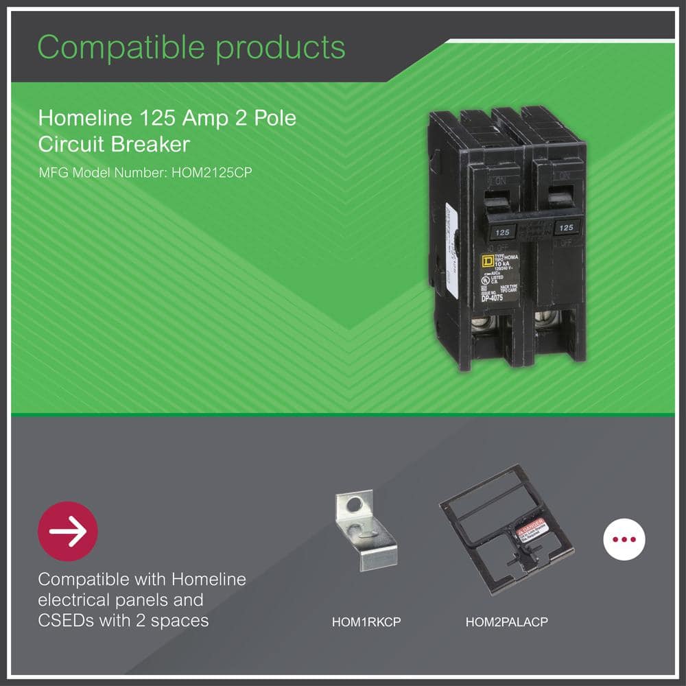 Square D Homeline 125 Amp 2-Pole Circuit Breaker, HOM2125CP - Image 8