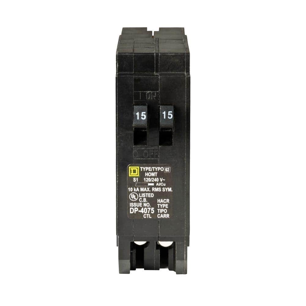 Square D Homeline 2-15 Amp Single-Pole Tandem Circuit Breaker, HOMT1515CP