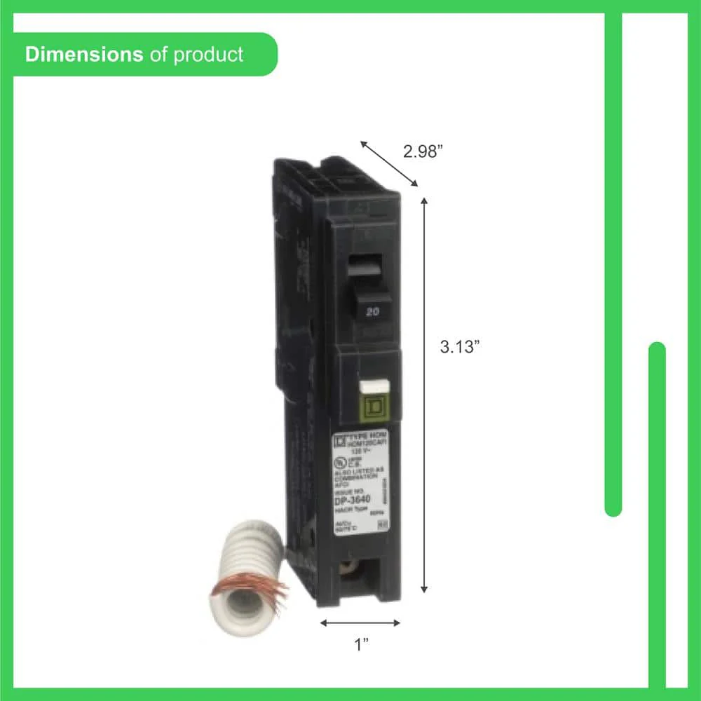 Square D Homeline 20-Amp Single-Pole Combination Arc Fault Circuit Breaker, HOM120CAFIC - Image 3