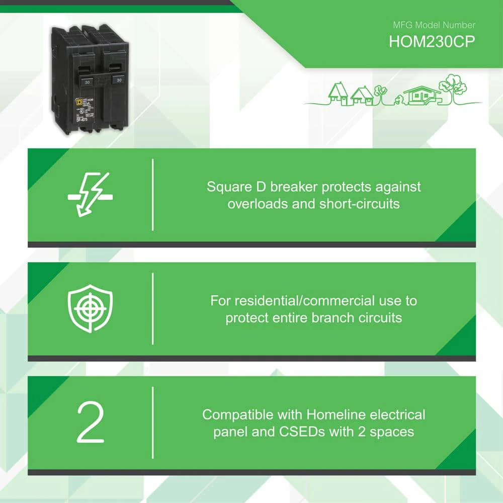 Square D Homeline 30-Amp 2-Pole Standard Trip Circuit Breaker, HOM230CP - Image 3