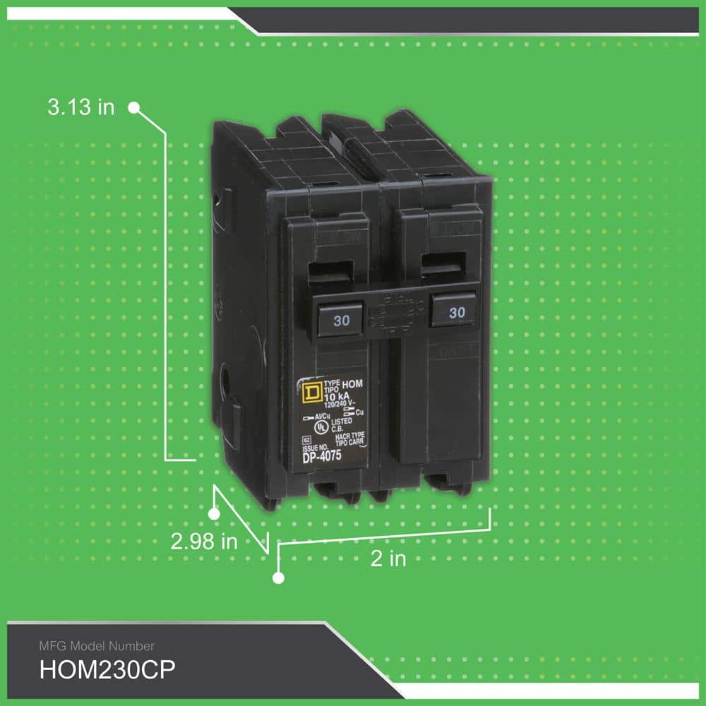 Square D Homeline 30-Amp 2-Pole Standard Trip Circuit Breaker, HOM230CP - Image 4