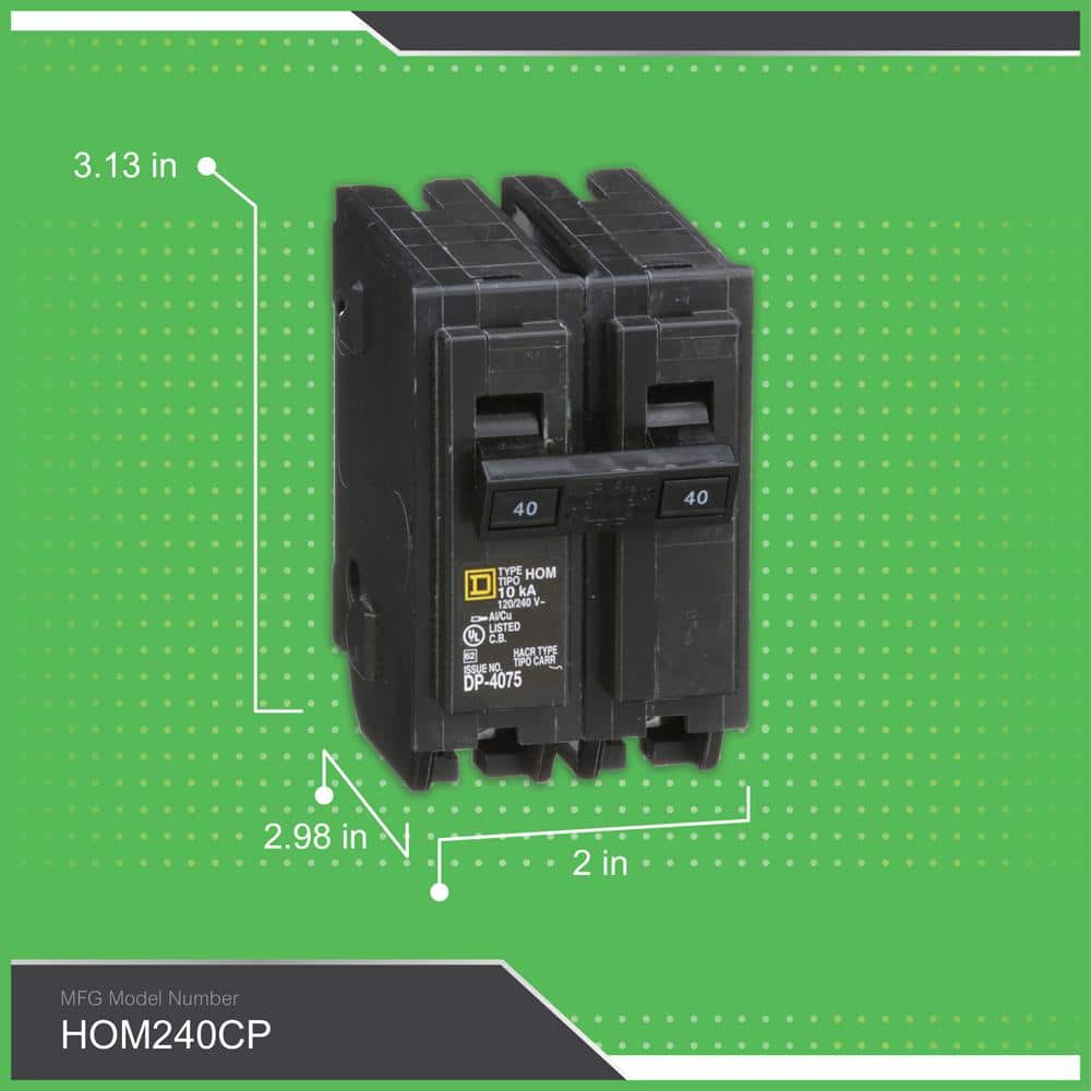 Square D Homeline 40-Amp 2-Pole Standard Trip Circuit Breaker, HOM240CP - Image 4