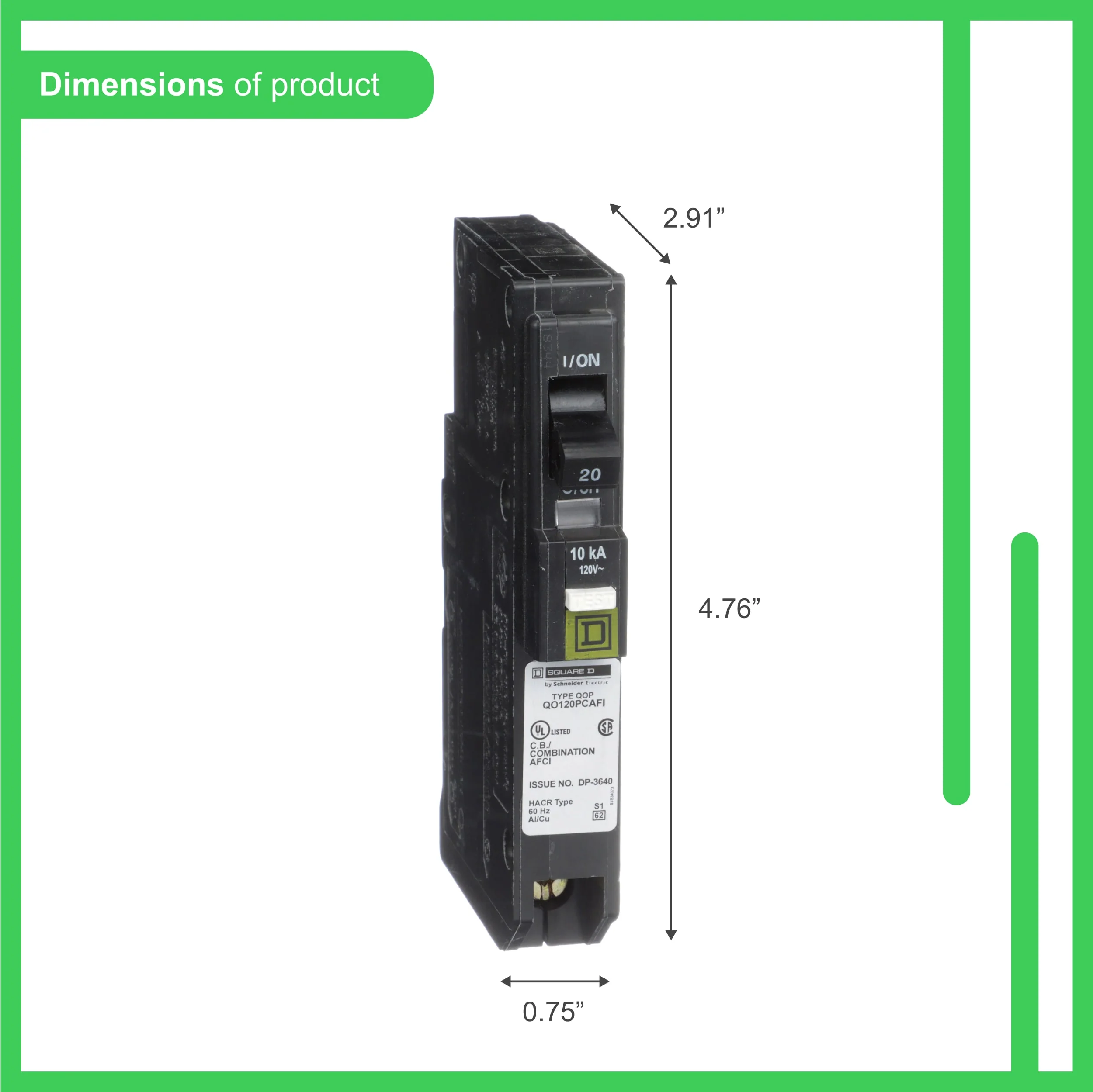 Square D QO 20-Amp 1-Pole Plug-On Neutral Combination Arc Fault Circuit Breaker (QO120PCAFIC) - Image 3