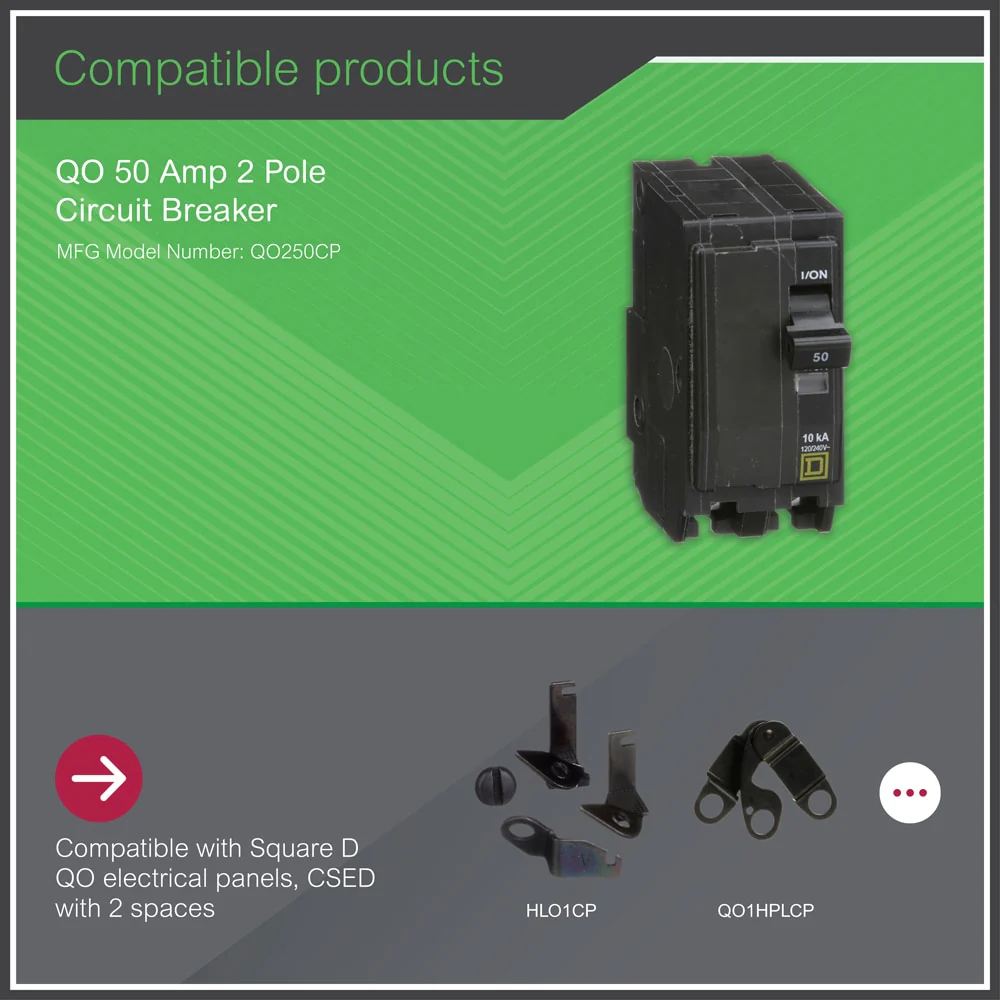 Square D QO 50-Amp 2-Pole Standard Trip Circuit Breaker, 120/240V, 10kA - Image 5