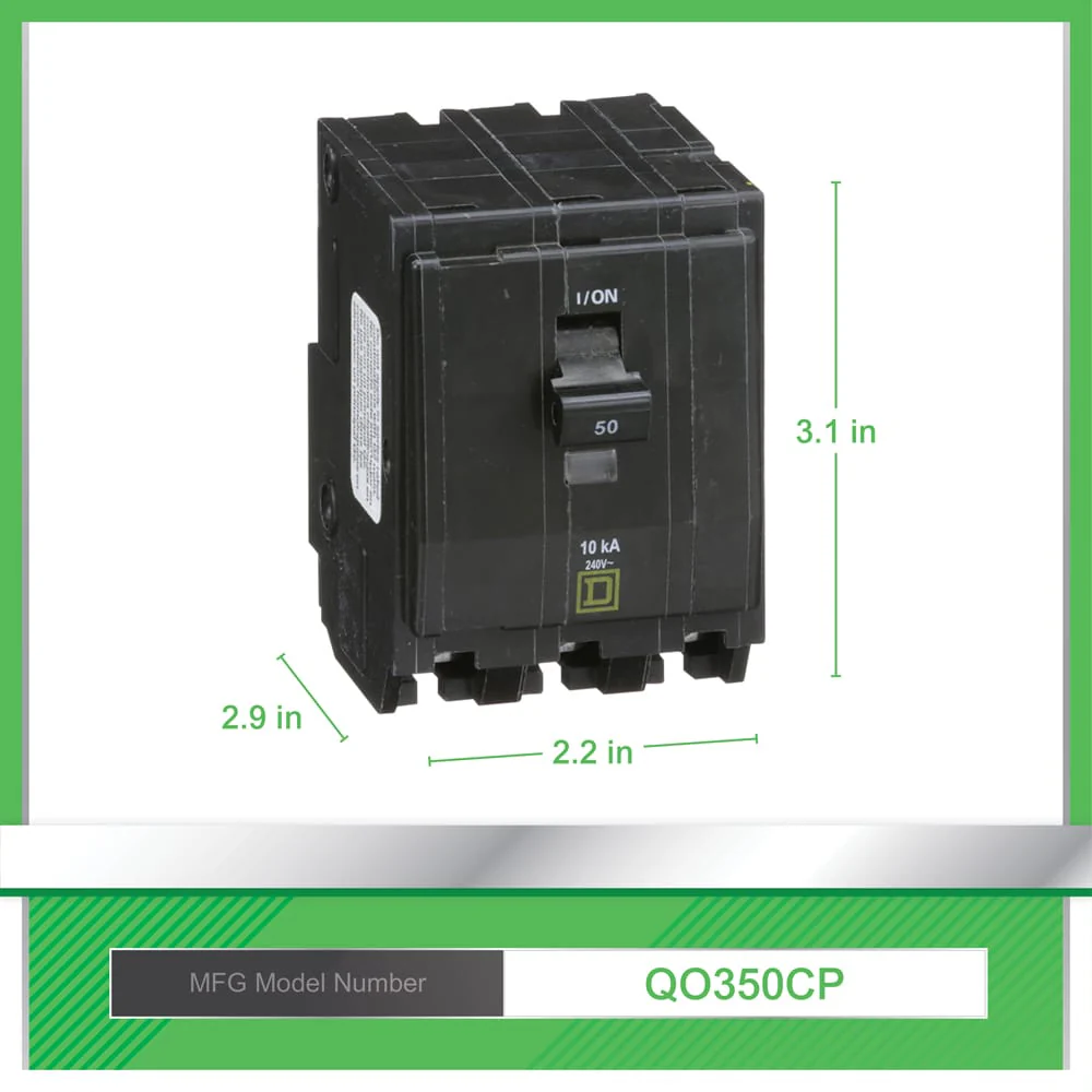 Square D QO 50-Amp 2-Pole Standard Trip Circuit Breaker, 120/240V, 10kA - Image 7
