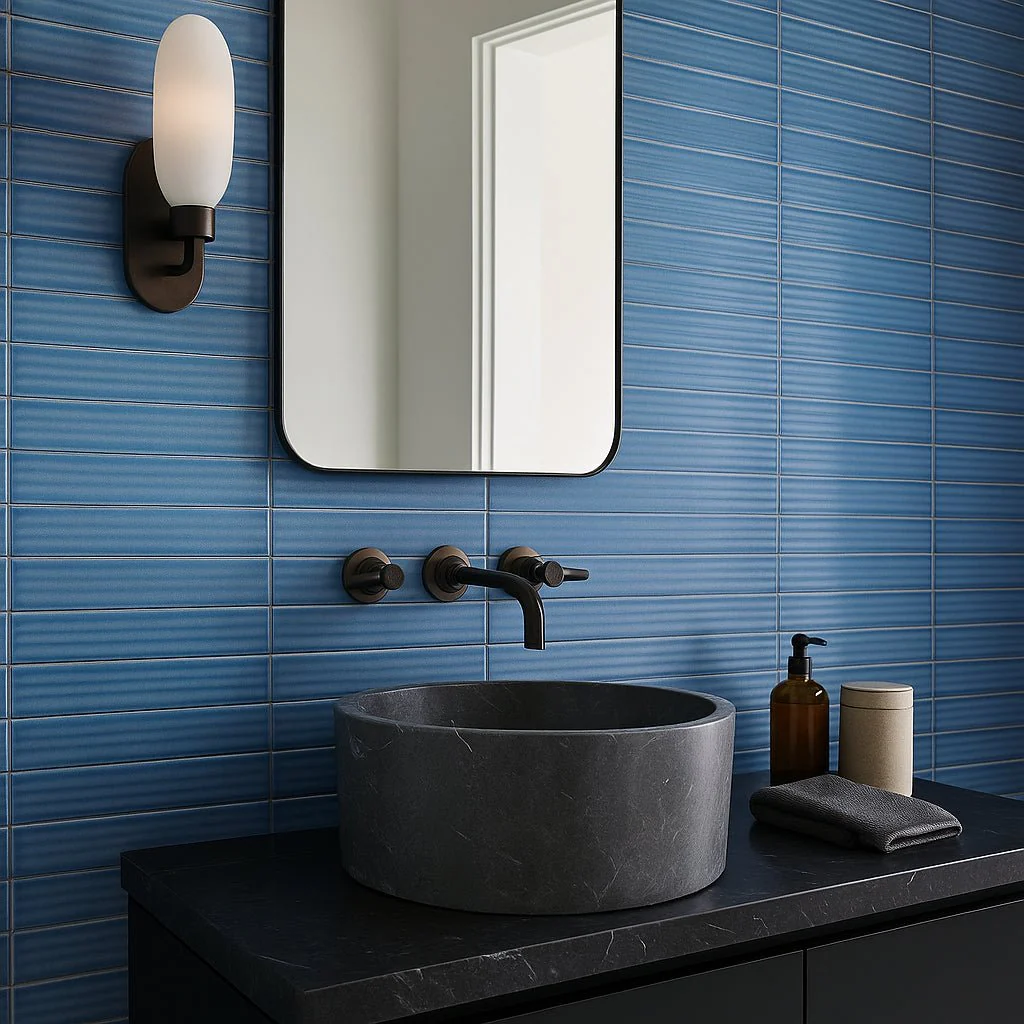 Stacy Garcia ArtBlock Fluted Azure 4x16 Glossy Porcelain Tile - Image 10