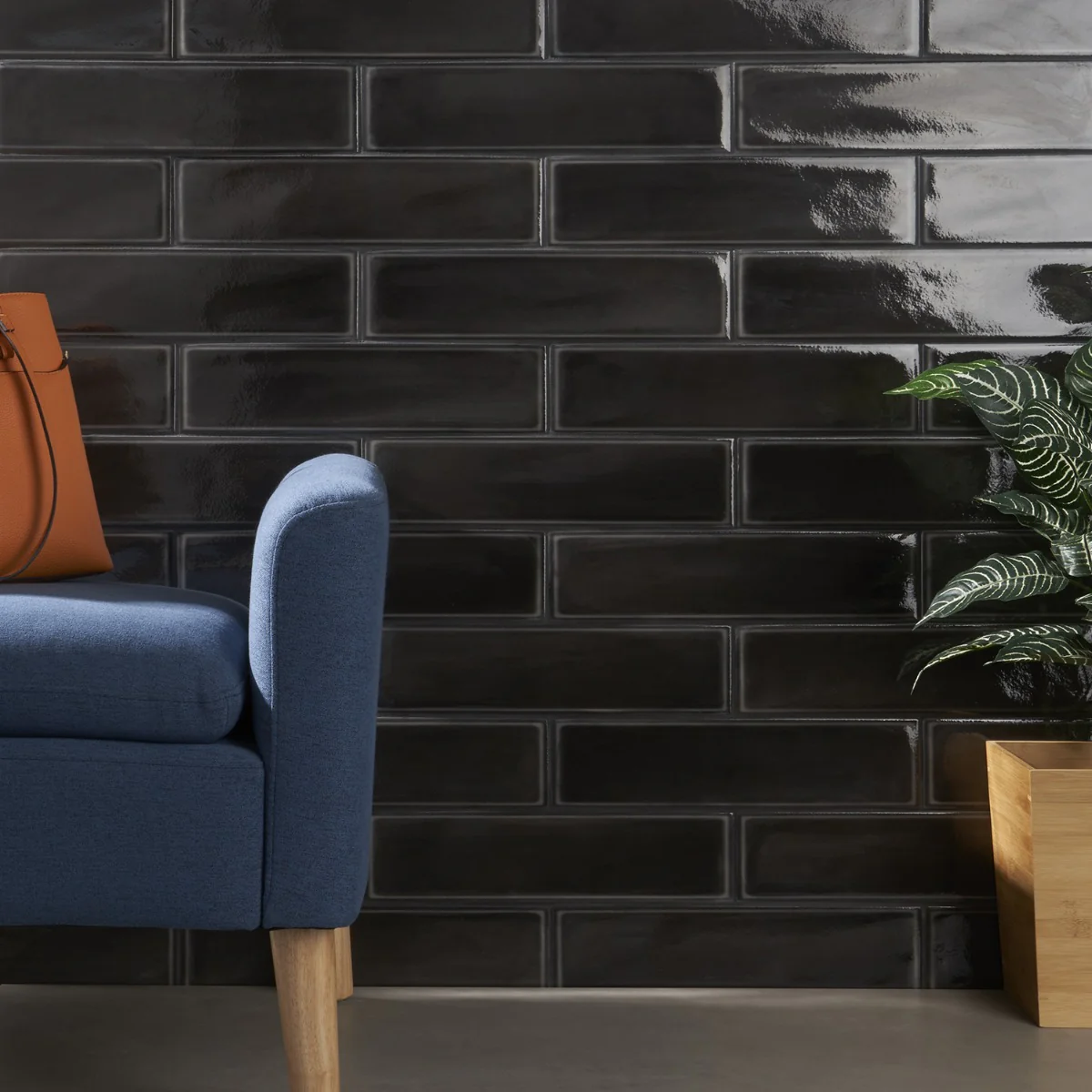 Stacy Garcia ArtBlock Nero Black 4x16 Glossy Porcelain Tile - Image 2