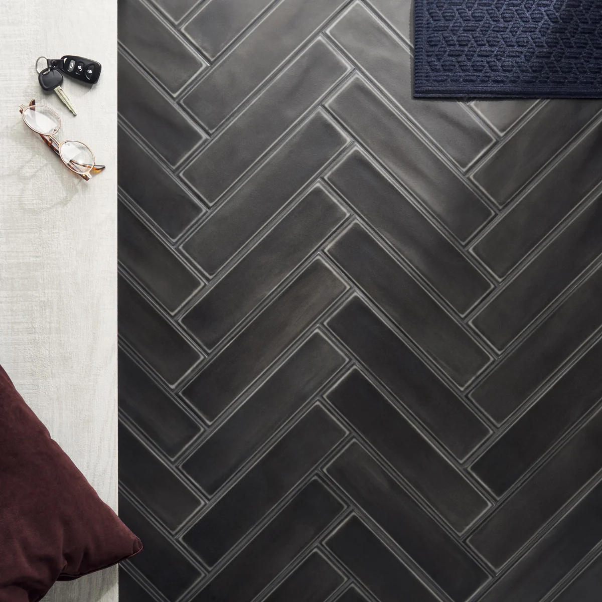 Stacy Garcia Artblock Nero Black 4x16 Matte Porcelain Tile
