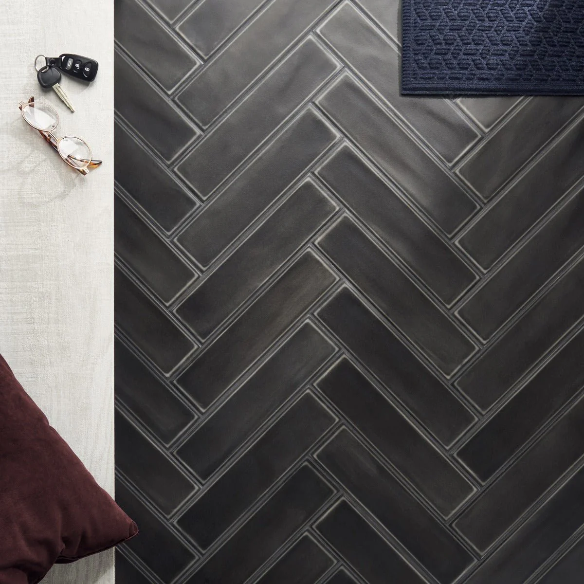 Stacy Garcia Artblock Nero Black Matte Porcelain Tile 4x16