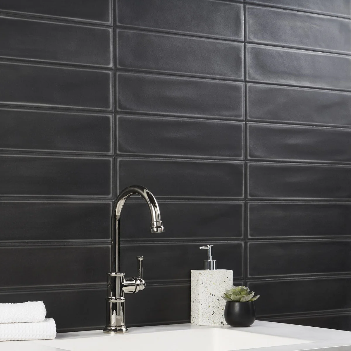 Stacy Garcia Artblock Nero Black Matte Porcelain Tile 4x16 - Image 2