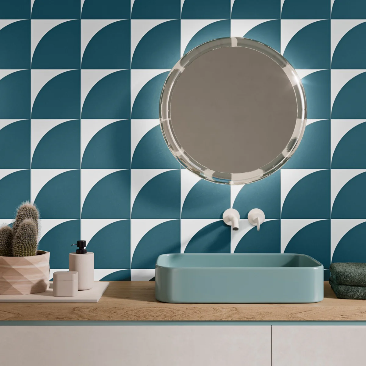 Stacy Garcia Maddox Deco Teal Blue 8x8 Matte Porcelain Tile - Image 4