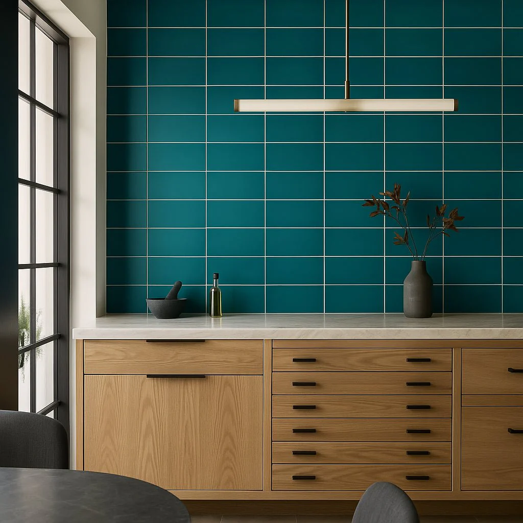 Stacy Garcia Maddox Teal Blue 4x8 Matte Ceramic Subway Wall Tile - Image 10