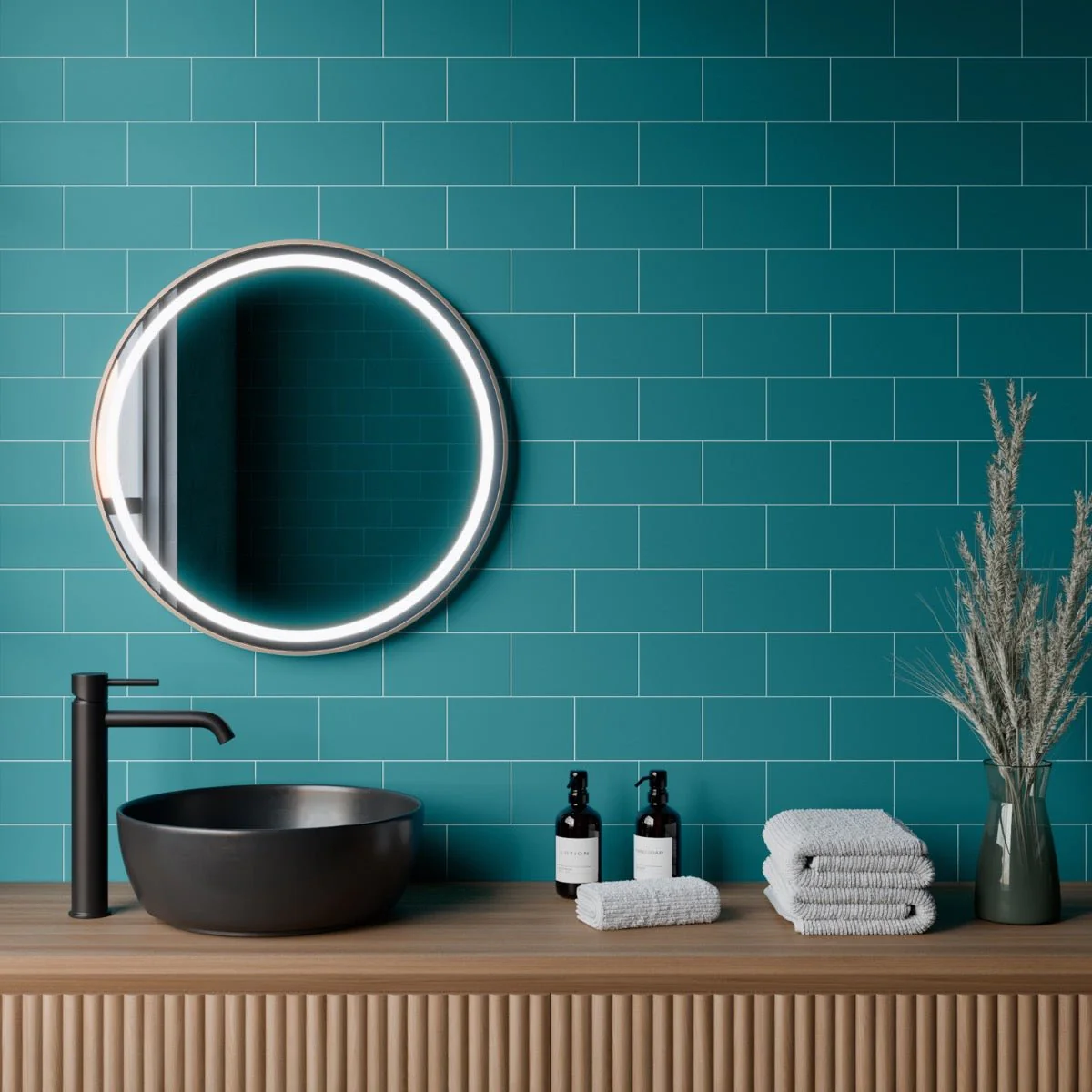 Stacy Garcia Maddox Teal Blue 4x8 Matte Ceramic Subway Wall Tile - Image 8