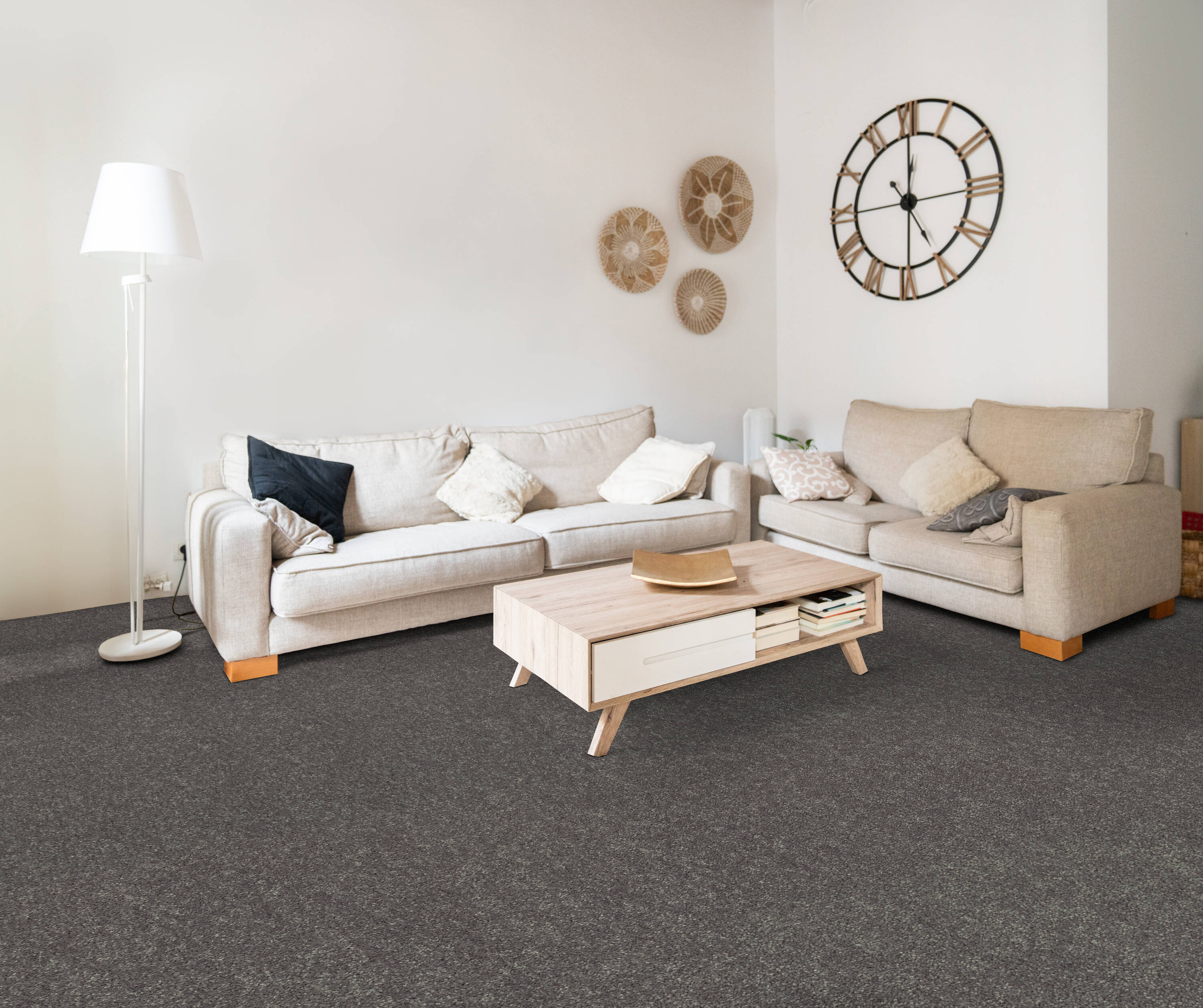 STAINMASTER Essentials Blue Diamonds II 12-ft Iron Textured Indoor Carpet - Image 2