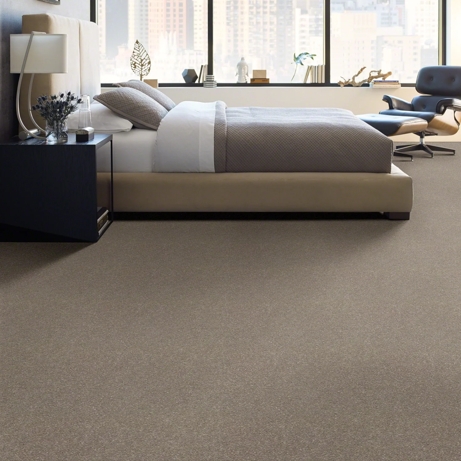 STAINMASTER Essentials Blue Diamonds II 12-ft Natural Contour Textured Indoor Carpet - Image 3