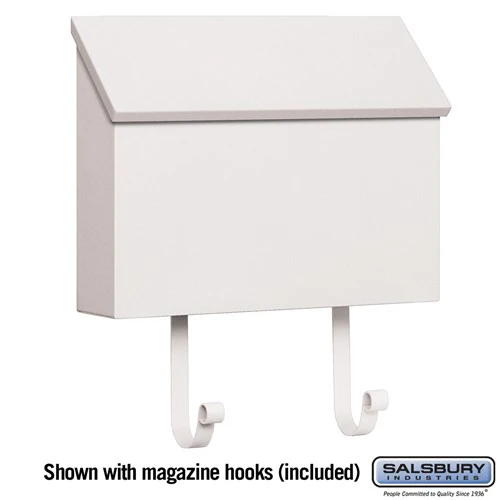 Standard Horizontal White Mailbox with Magazine Hooks - Image 3