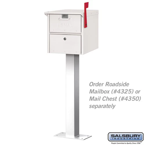 Standard Pedestal Bolt Mounted for Roadside Mailbox and Mail Chest - White - Image 2