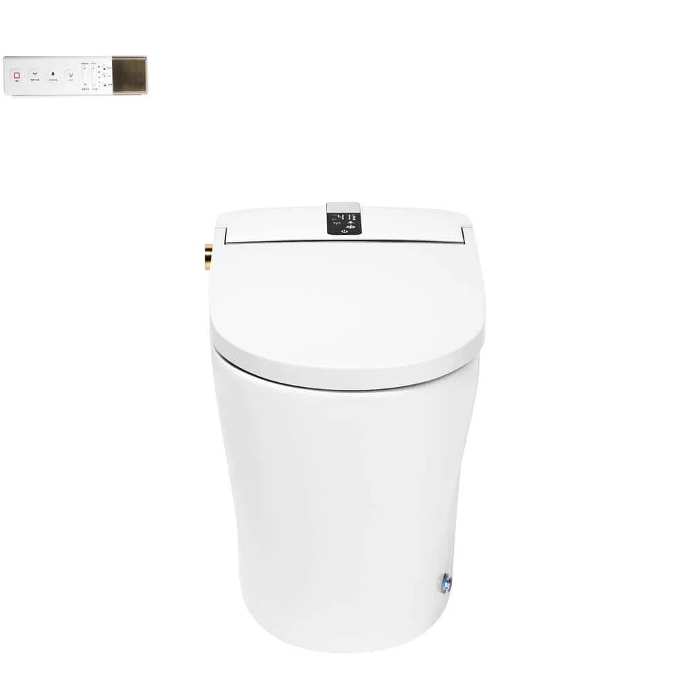 Staykiwi Elongated Bidet Toilet 1.28 GPF in White with Adjustable Sprayer Settings, Deodorizing, Soft Close