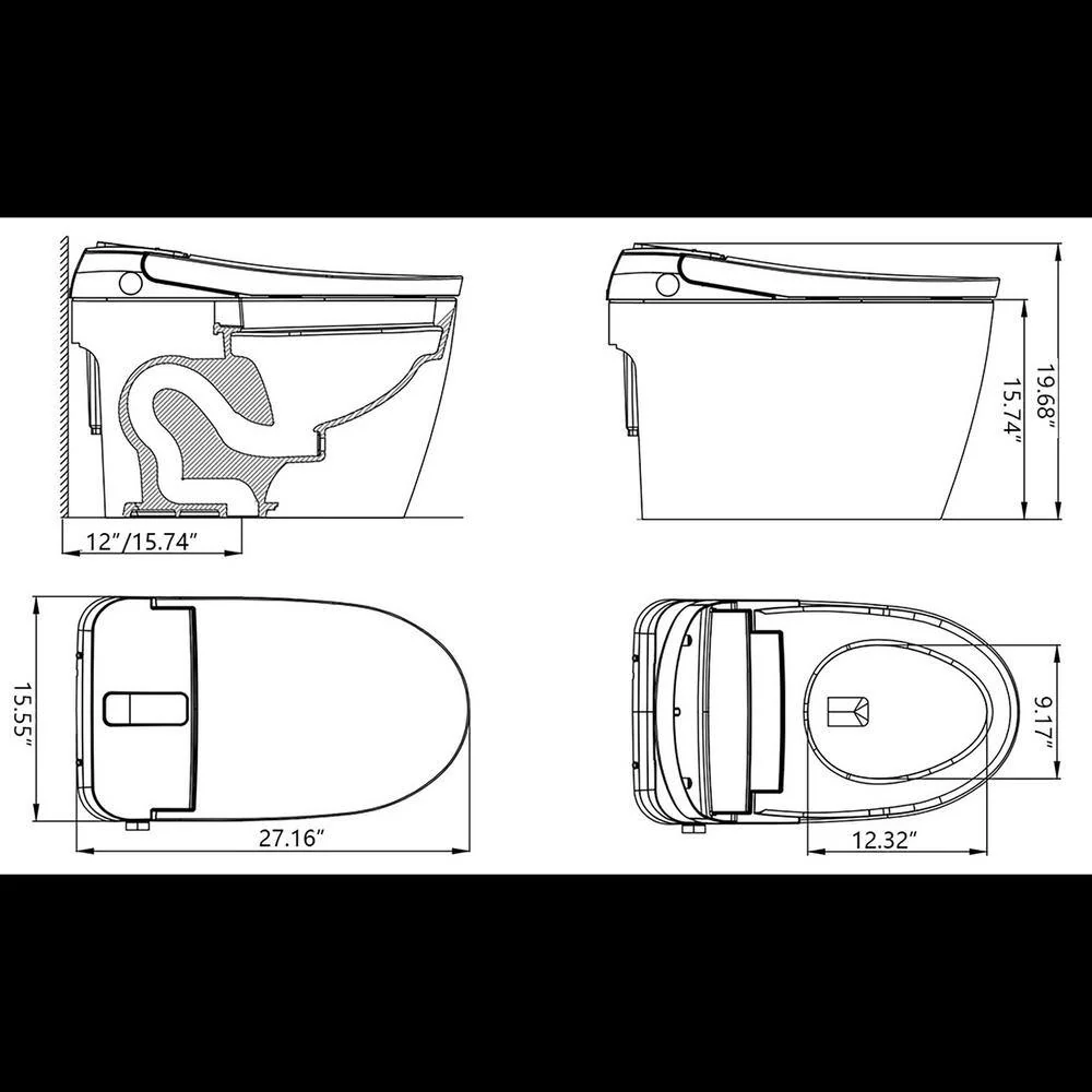 Staykiwi Elongated Bidet Toilet 1.28 GPF in White with Adjustable Sprayer Settings, Deodorizing, Soft Close - Image 2